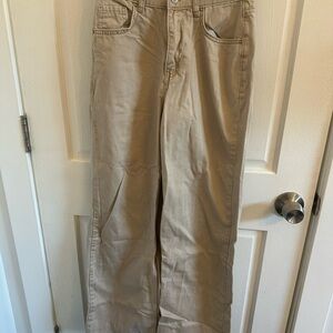 Tan High Rise Straight Leg Jeans